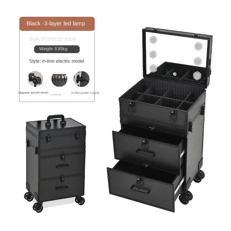 3-in-1 Makeup Rolling Luggage