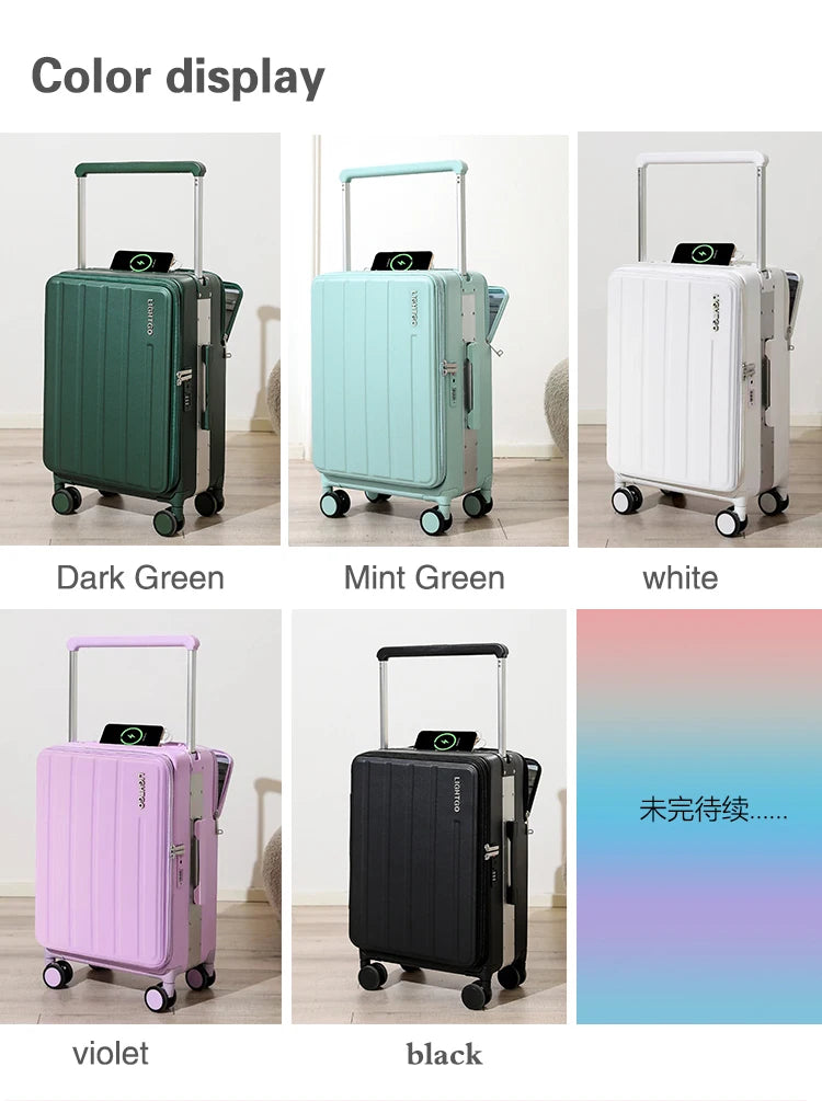 Lock Rapid-Charging Ports Luggage