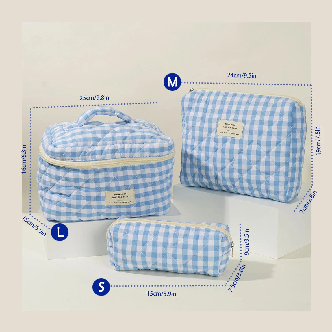 1pcs Quilted Cotton Makeup Bag