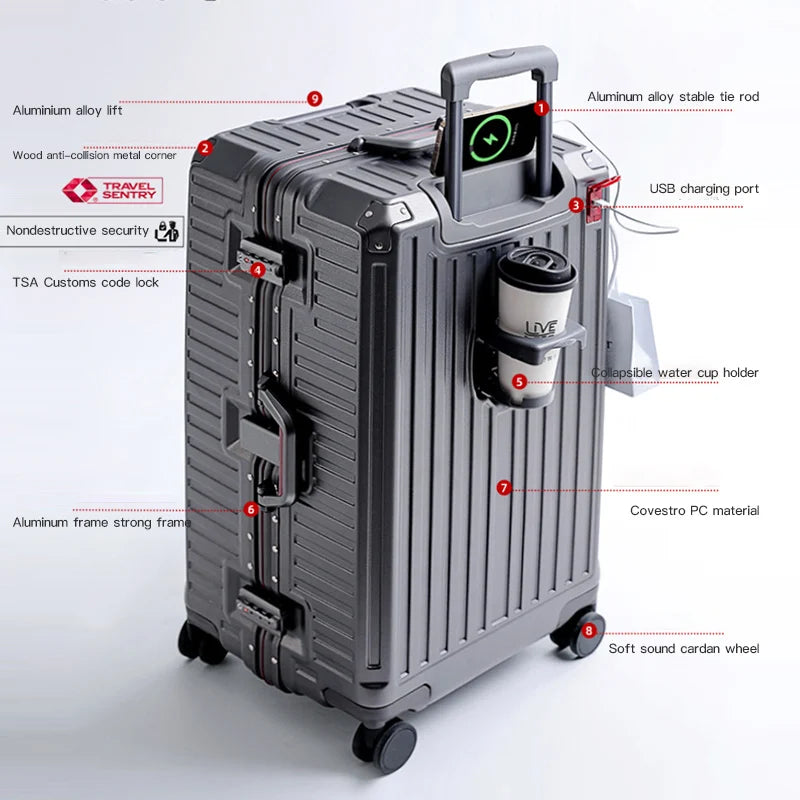 Men Carry-On Aluminum Luggage