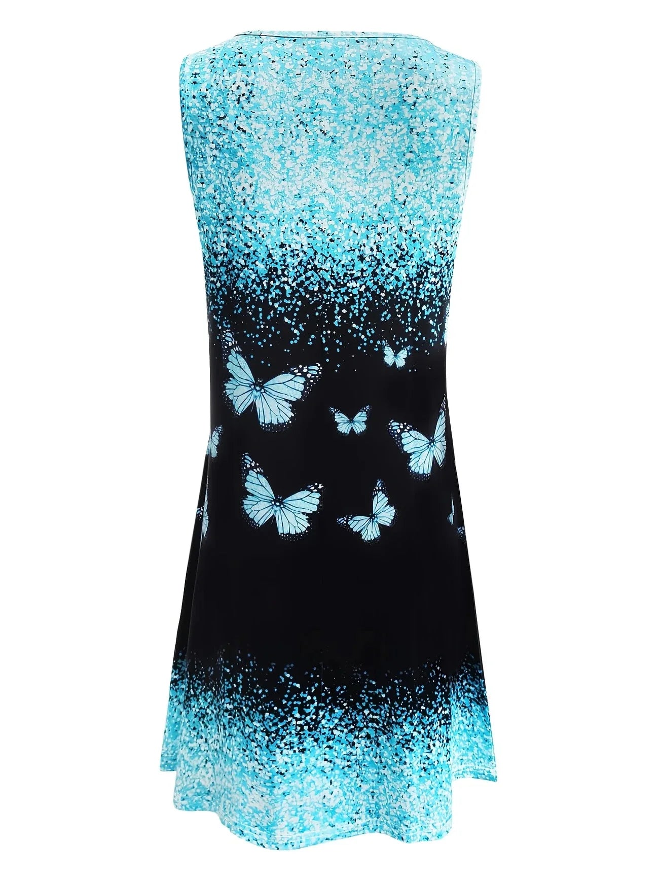 New Summer Women's Vest Skirt 3D Printed Gradient Color Butterfly Casual Fashion Vacation Beach Dress for Female
