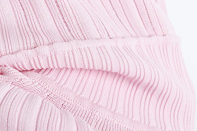 2025 Summer New in Pink Sleeveless Ribbed Knit Bodycon Mini Dress Versatile Work & Casual Outfit