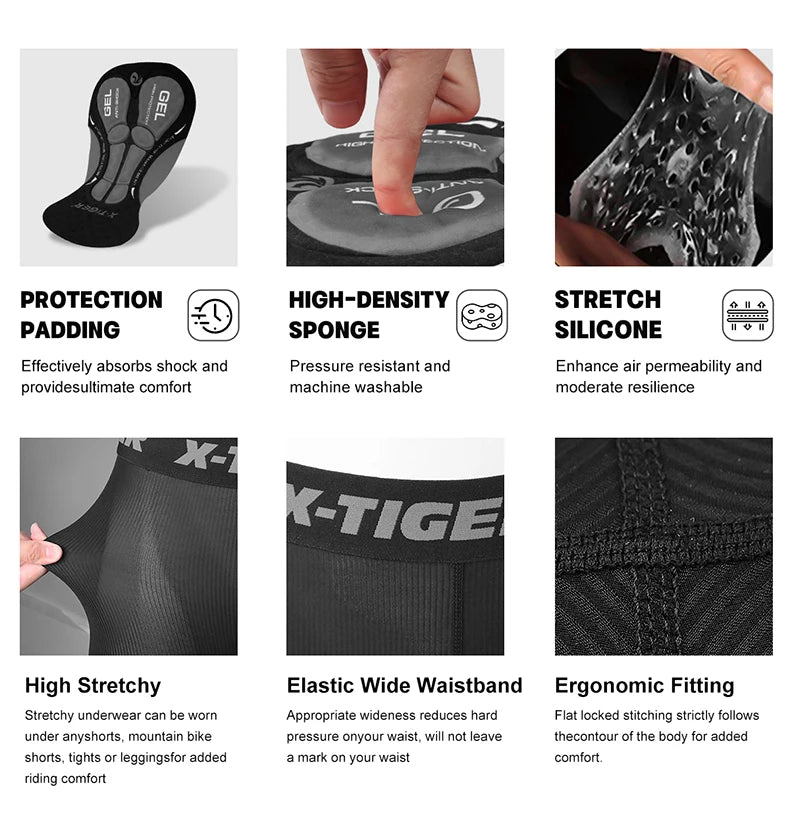 Mesh Cycling Underwear Gel Pad Shockproof MTB Bike Shorts