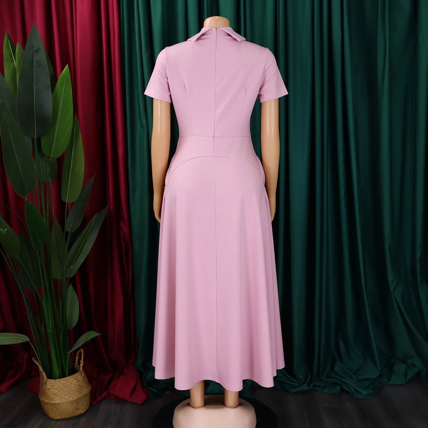 Women's Pleated Short Sleeves length Gown