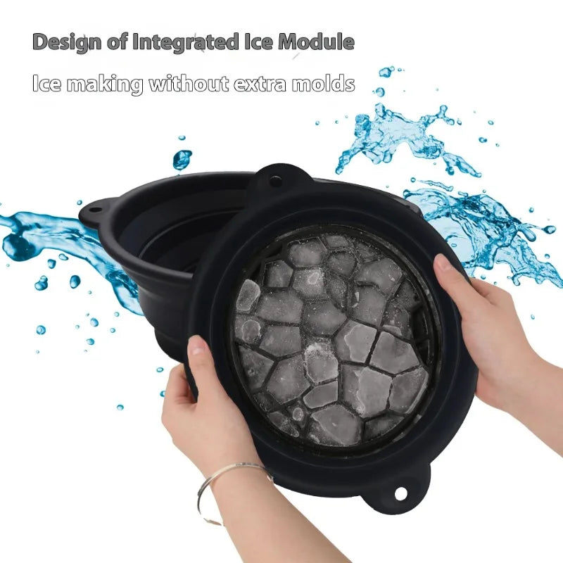 Portable Foldable Silicone Ice Basin With Built-in Ice Tray