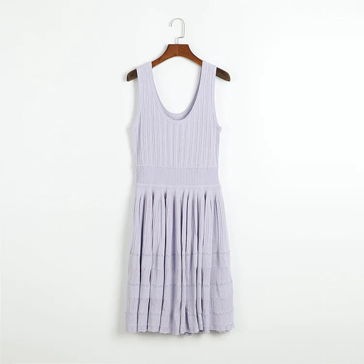 2025 Summer New in Pink Sleeveless Ribbed Knit Bodycon Mini Dress Versatile Work & Casual Outfit