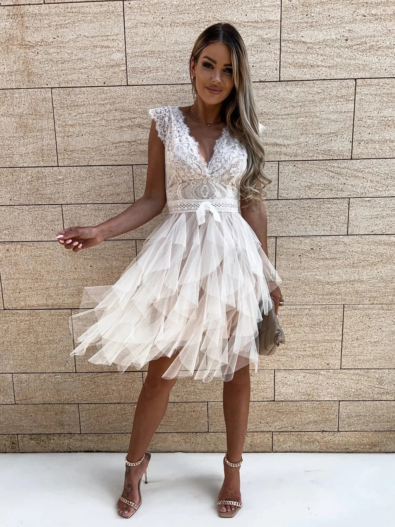 Women's V Neck Lace Dress