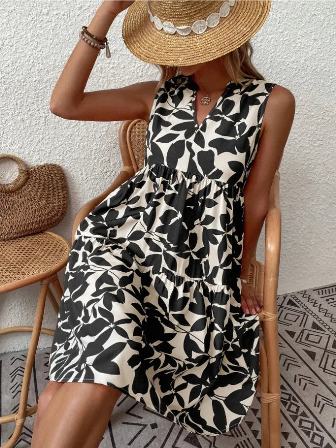 Women's Sleeveless Floral Print Dress