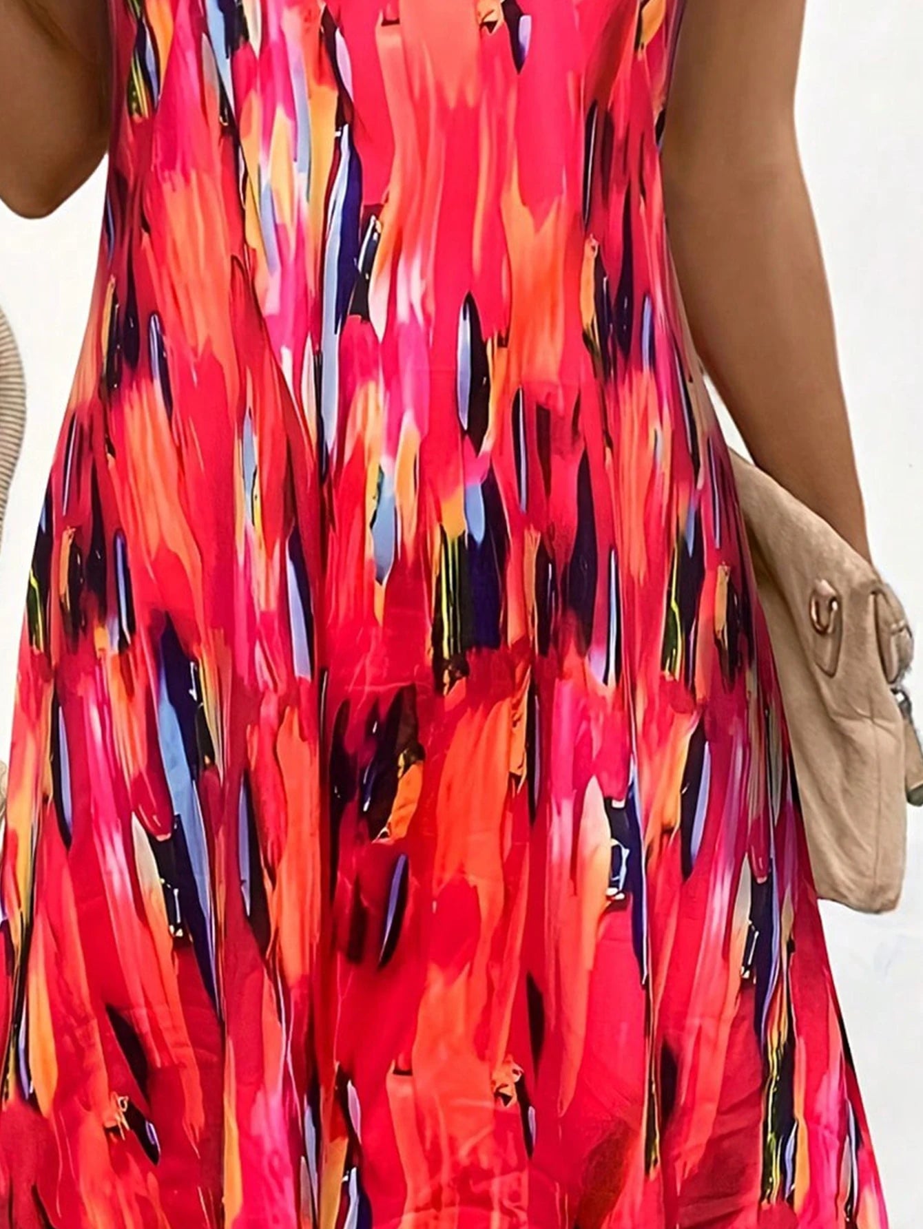 Women's Summer V-Neck Slip Dress - Sleeveless All-Over Print Vacation Sundress , SlayDiva Beach Dress for Women, Flowy Bohemia M