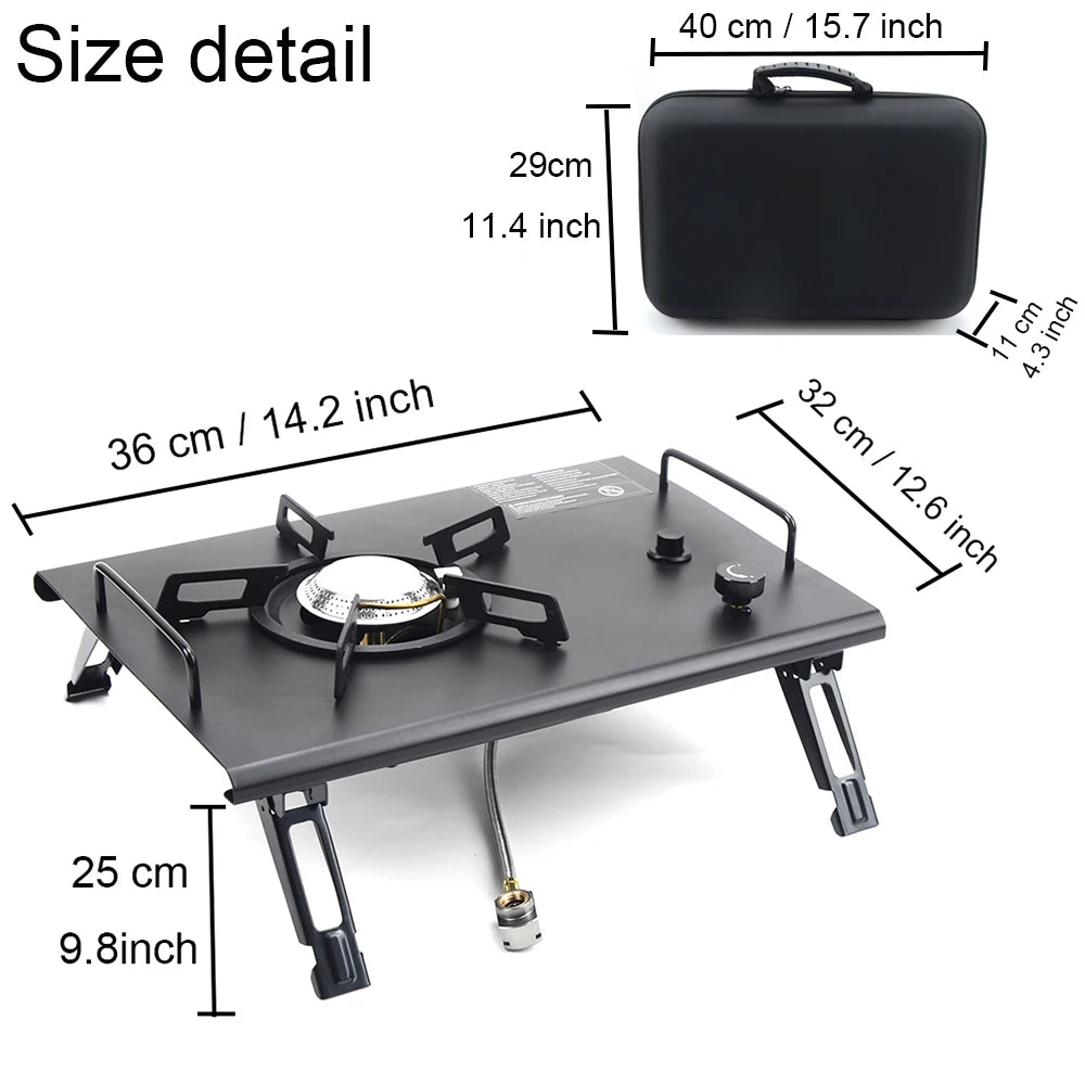 Portable Camping Folding Removable Wood Table Gas Stove
