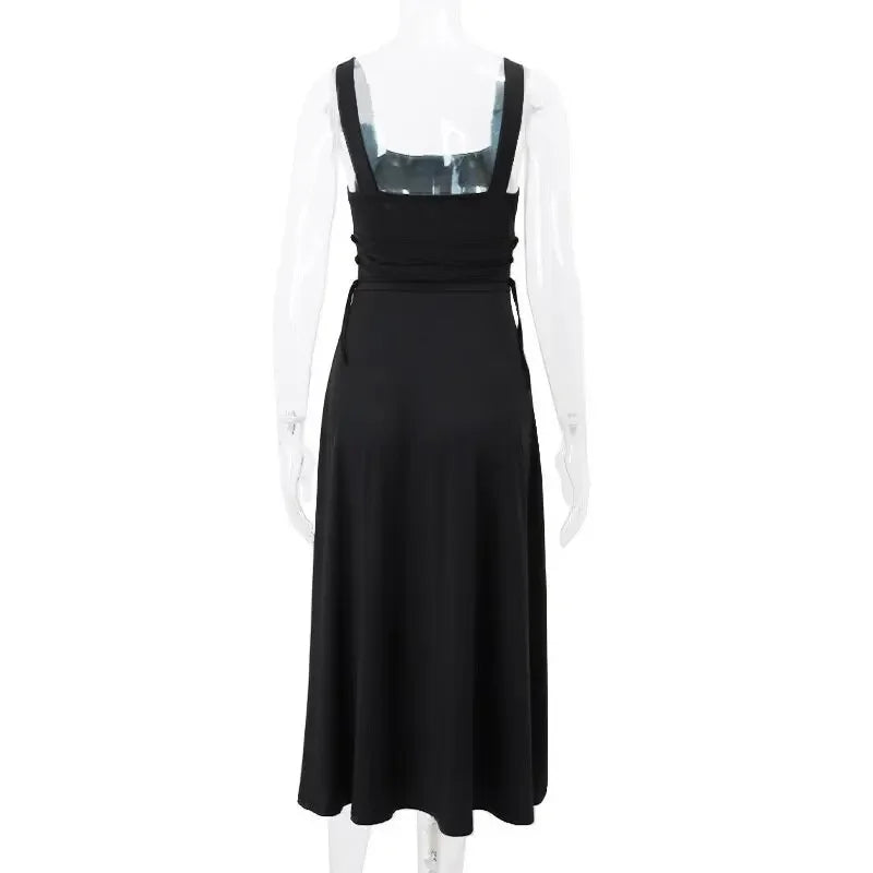 Women's Sleeveless Square Neck Back Lace Dress