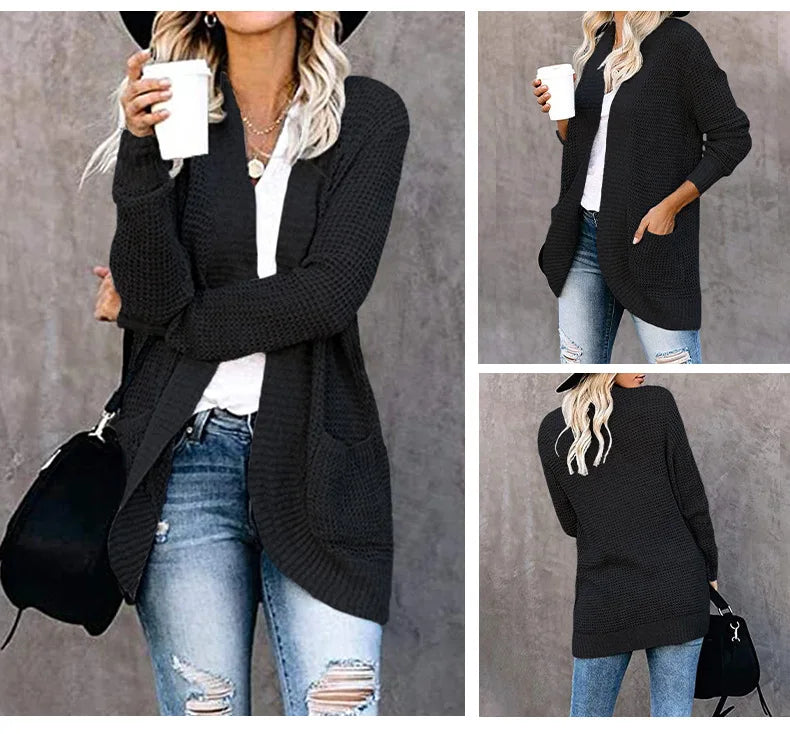 Autumn Long Cardigan Women Jumper Fashion Loose Coat Ladies Knitted Outerwear Ropa Mujer Clothes Woman Sweater Jacket Pull Femme