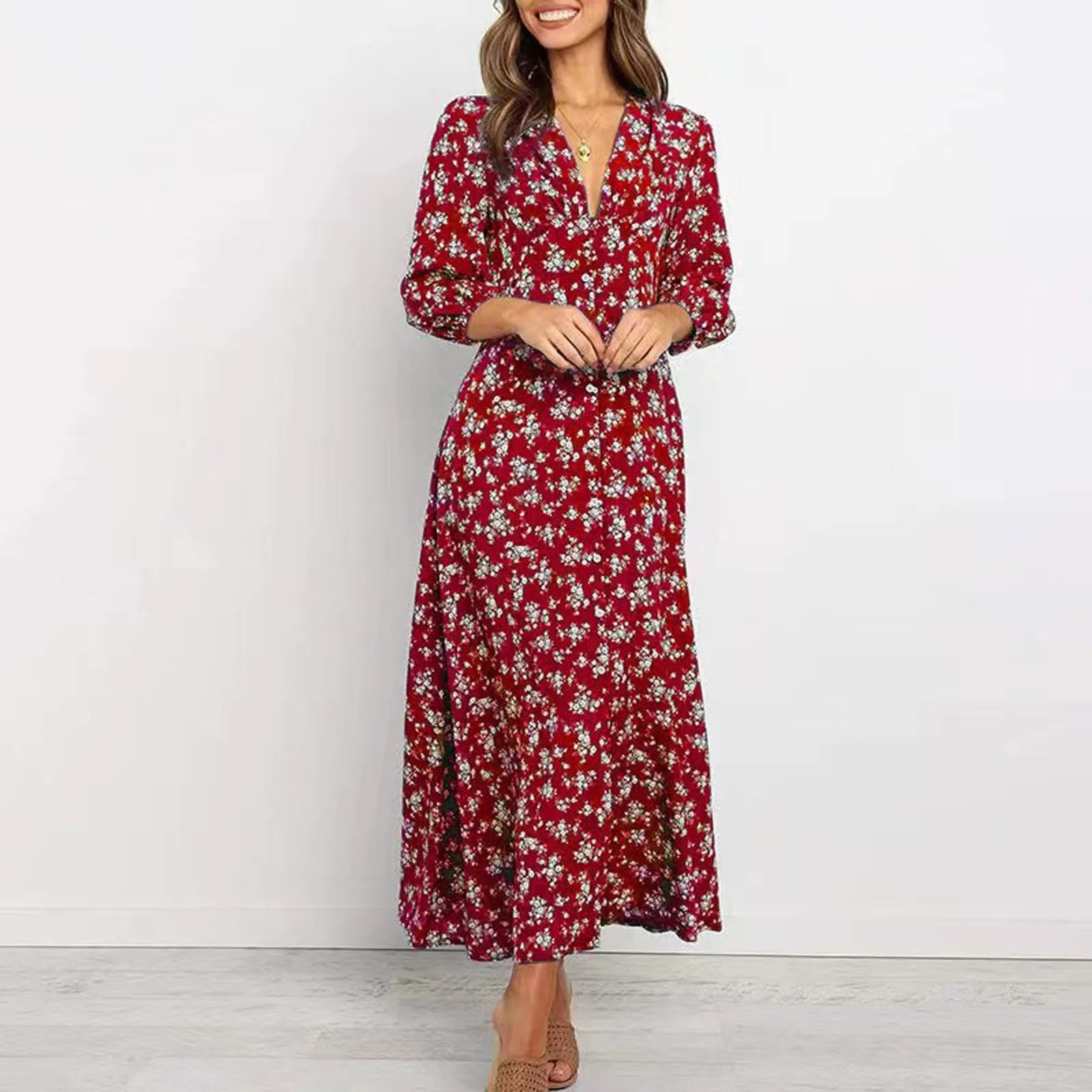 Women's Long Sleeve Floral Maxi Dress