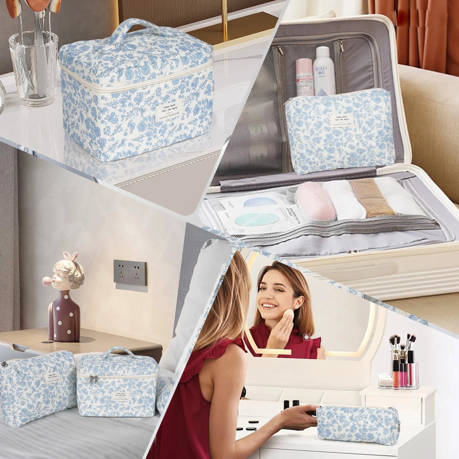 1pcs Quilted Cotton Makeup Bag
