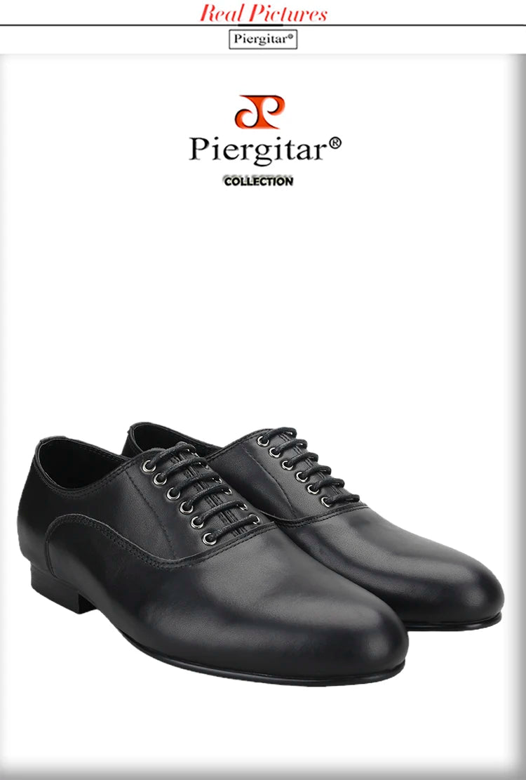 Piergitar 2023 Black And Brown Genuine Leather Men Loafers For Party Handmade Lace-up Men's Formal Shoes Classic Dress Shoe
