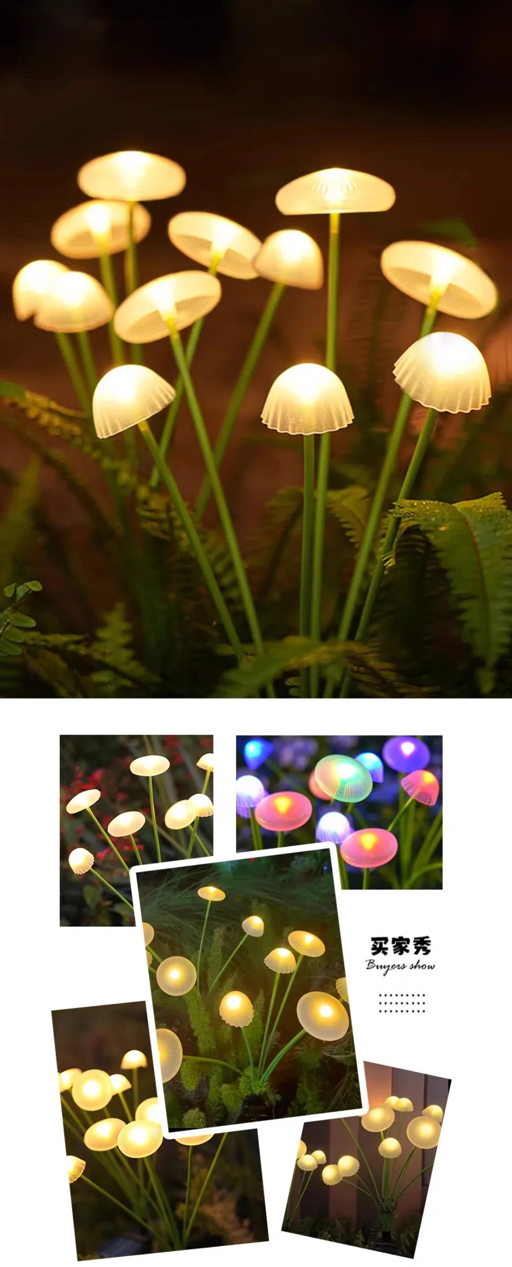 LED Solar Jellyfish Mushroom Fairy Lights