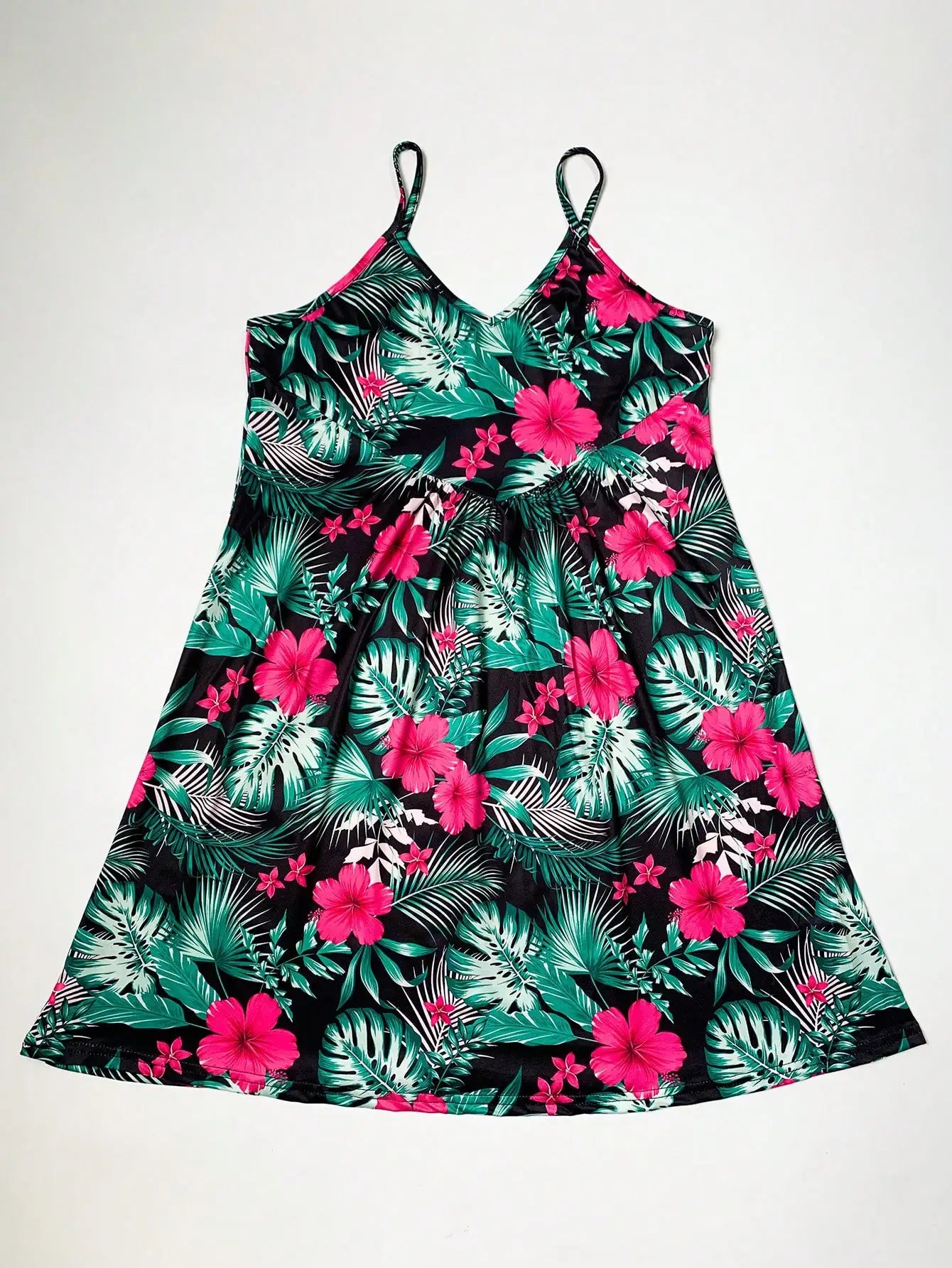 V-neck Spaghetti Strap Print Dress