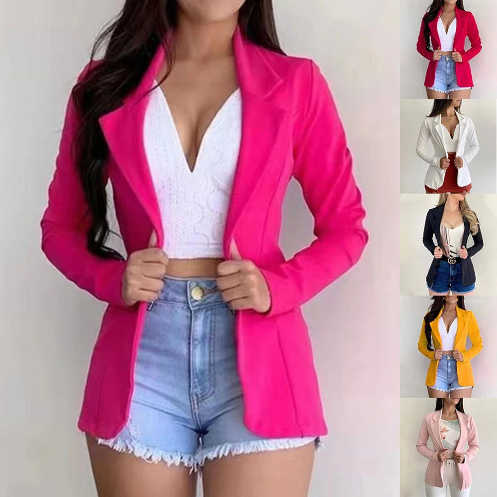 Stylish women's sports coat, long sleeved slim office sports casual top