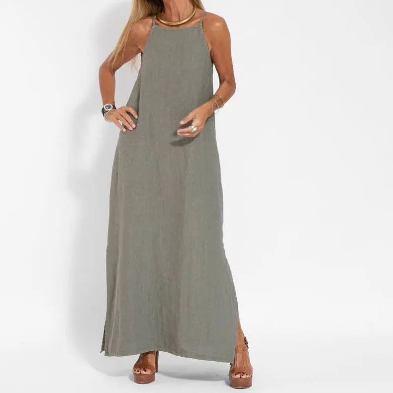 Women Cotton linen Long Slip Dress