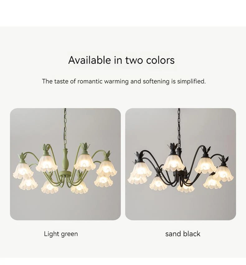 Green Pastoral Style Flower Pendel Chandelier