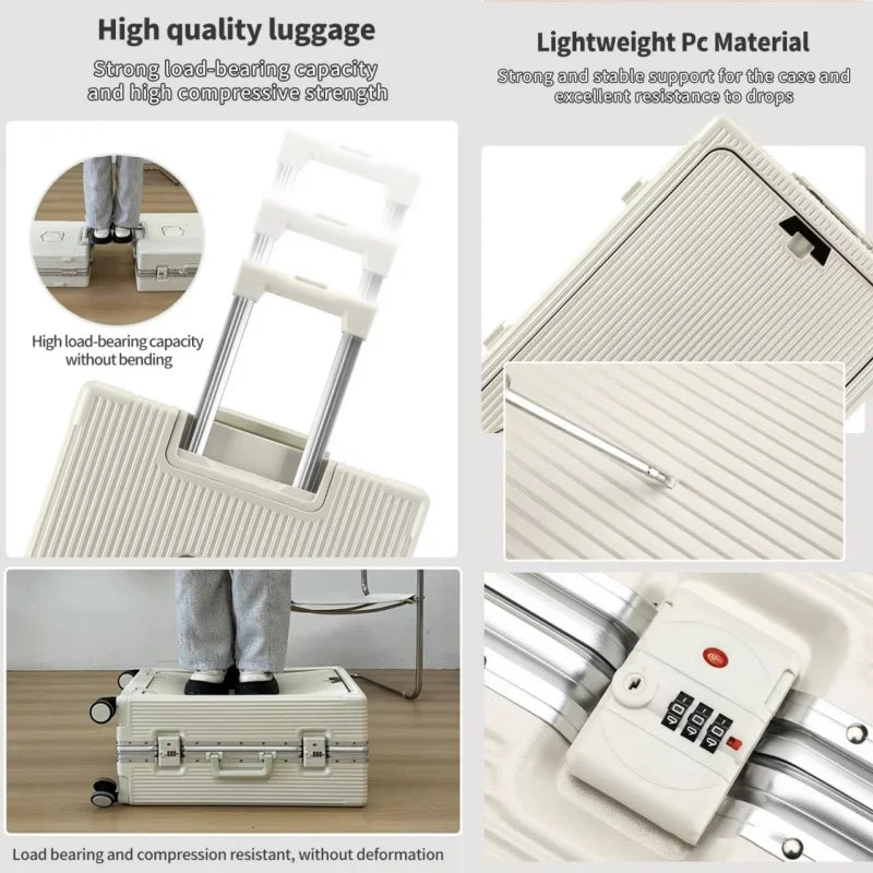 Aluminum Suitcase Front Opening Rolling Luggage