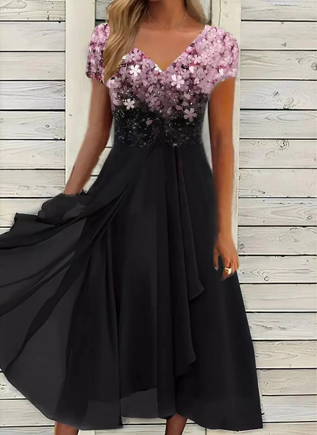 Women'S Dress Chiffon Elegant Lace Patchwork Dress Cut-Out Long Dress Bridesmaid Evening Dress Vestidos 2025