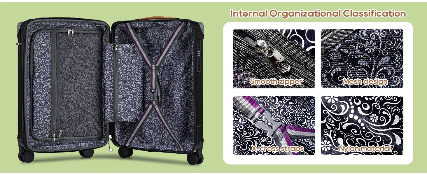 5pcs Black Luggage Set