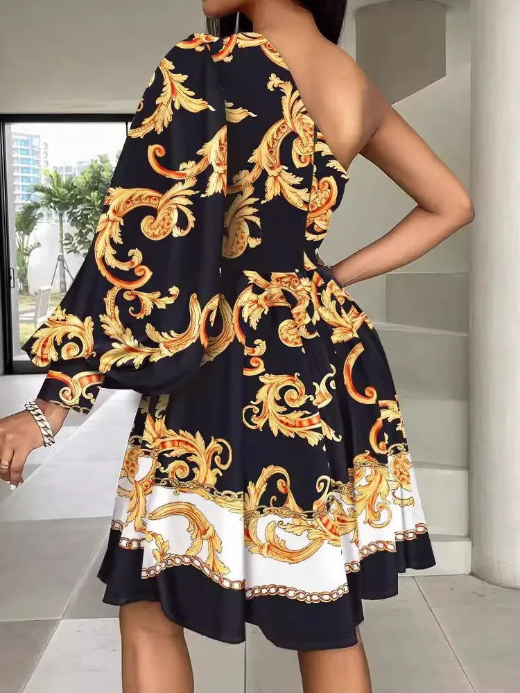 Off Shoulder Boho Print Women Dress
