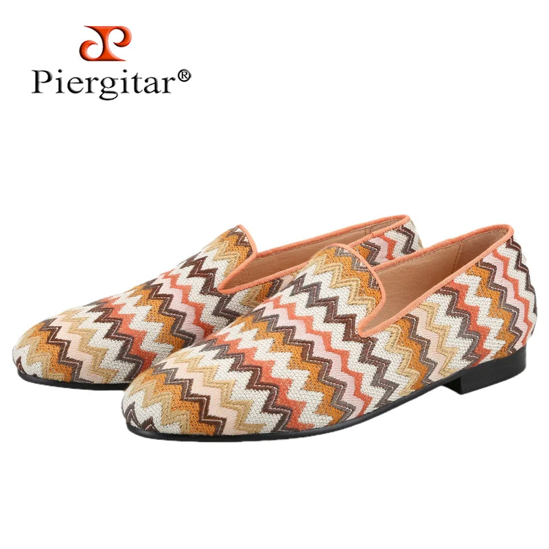 Piergitar Winter Wear Multicolor Cotton Indiana National Style Men Moccasin Shoes For Party Handmade Men Loafers Plus Size Flats