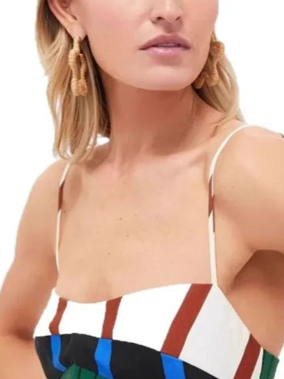 Women's Long Striped Colorful Spaghetti Strap Maxi Dress