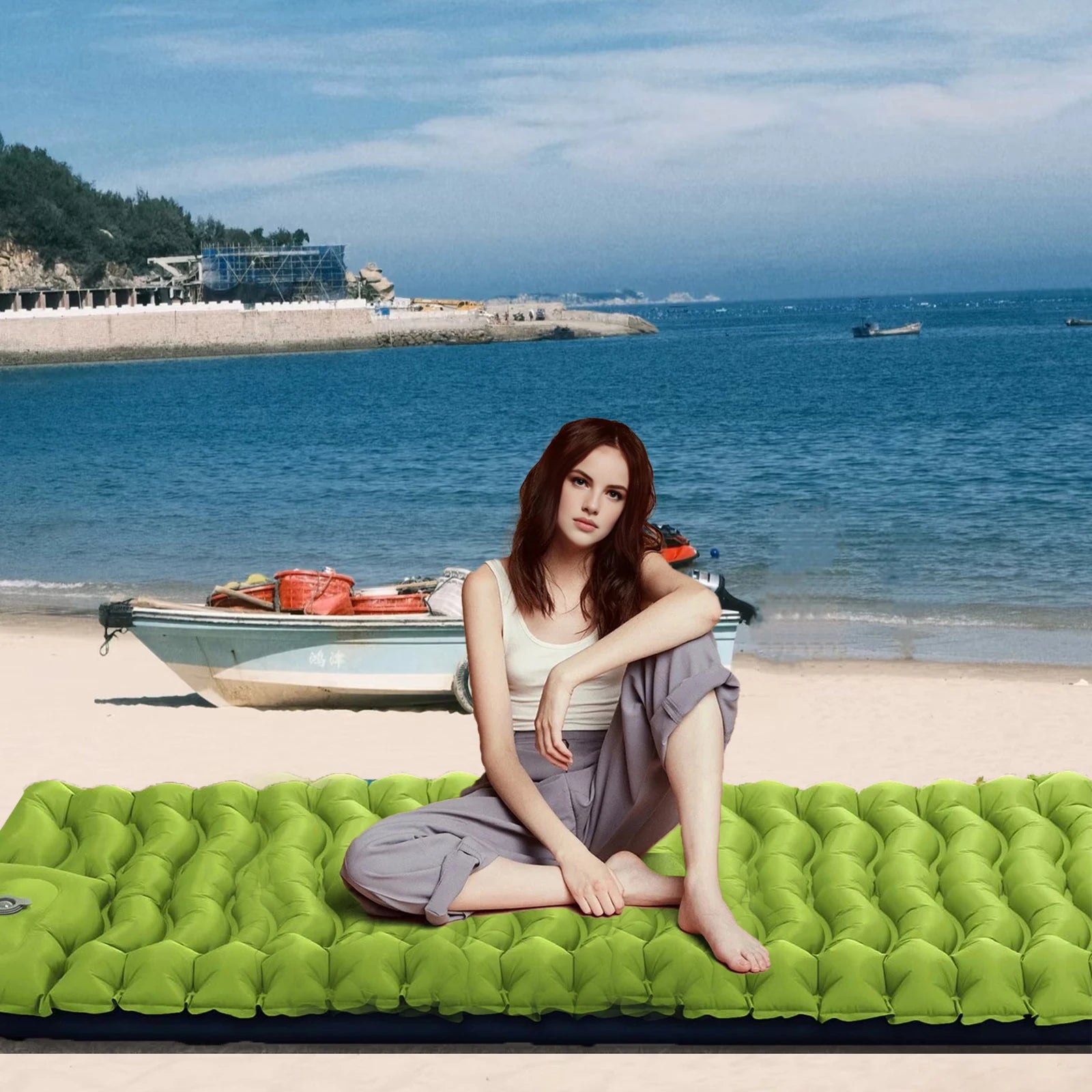 Outdoor camping super thick 4-inch inflatable sleeping mat