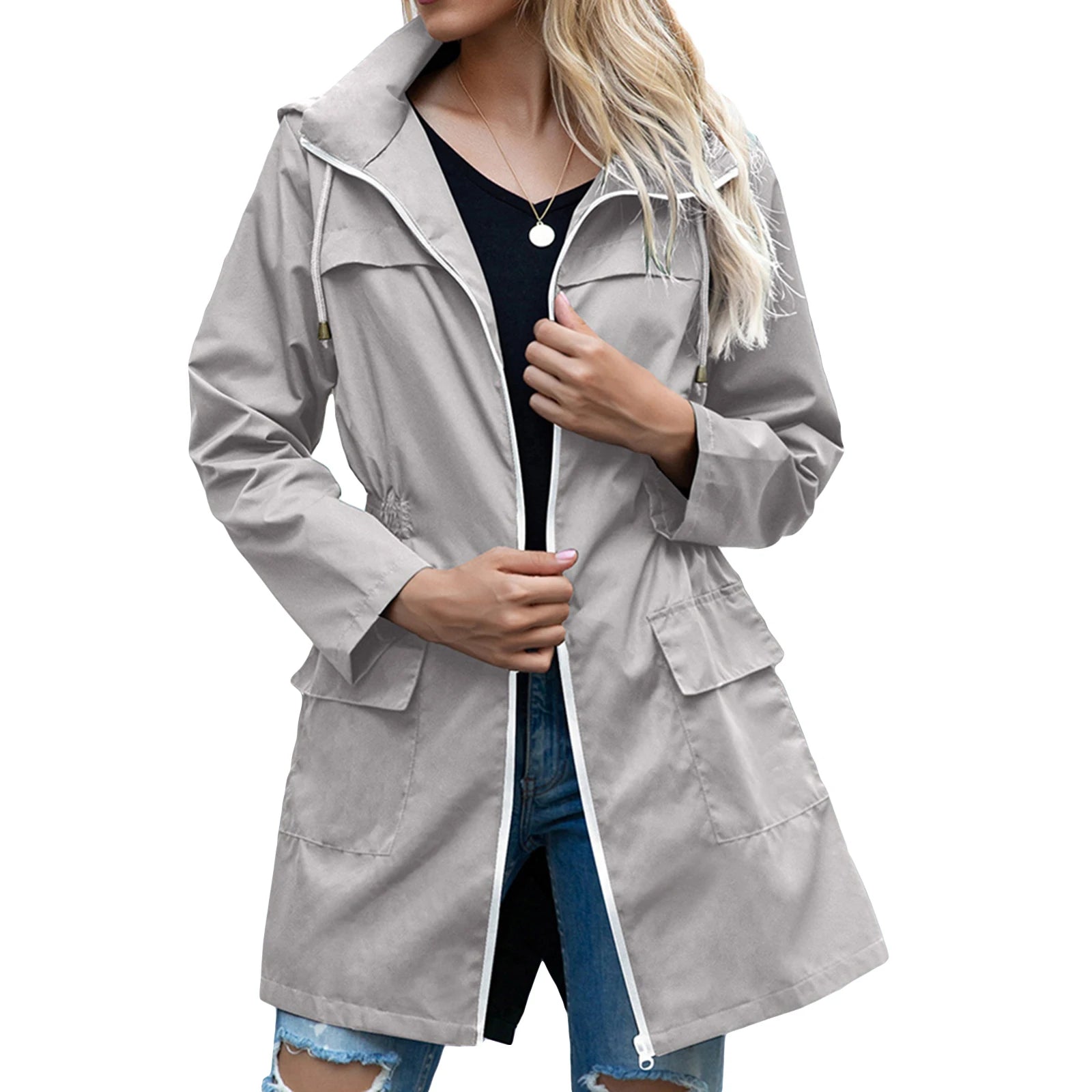 Imcute Women Lightweight Waterproof Rain Jackets Active Outdoor Hooded Windbreaker Raincoat