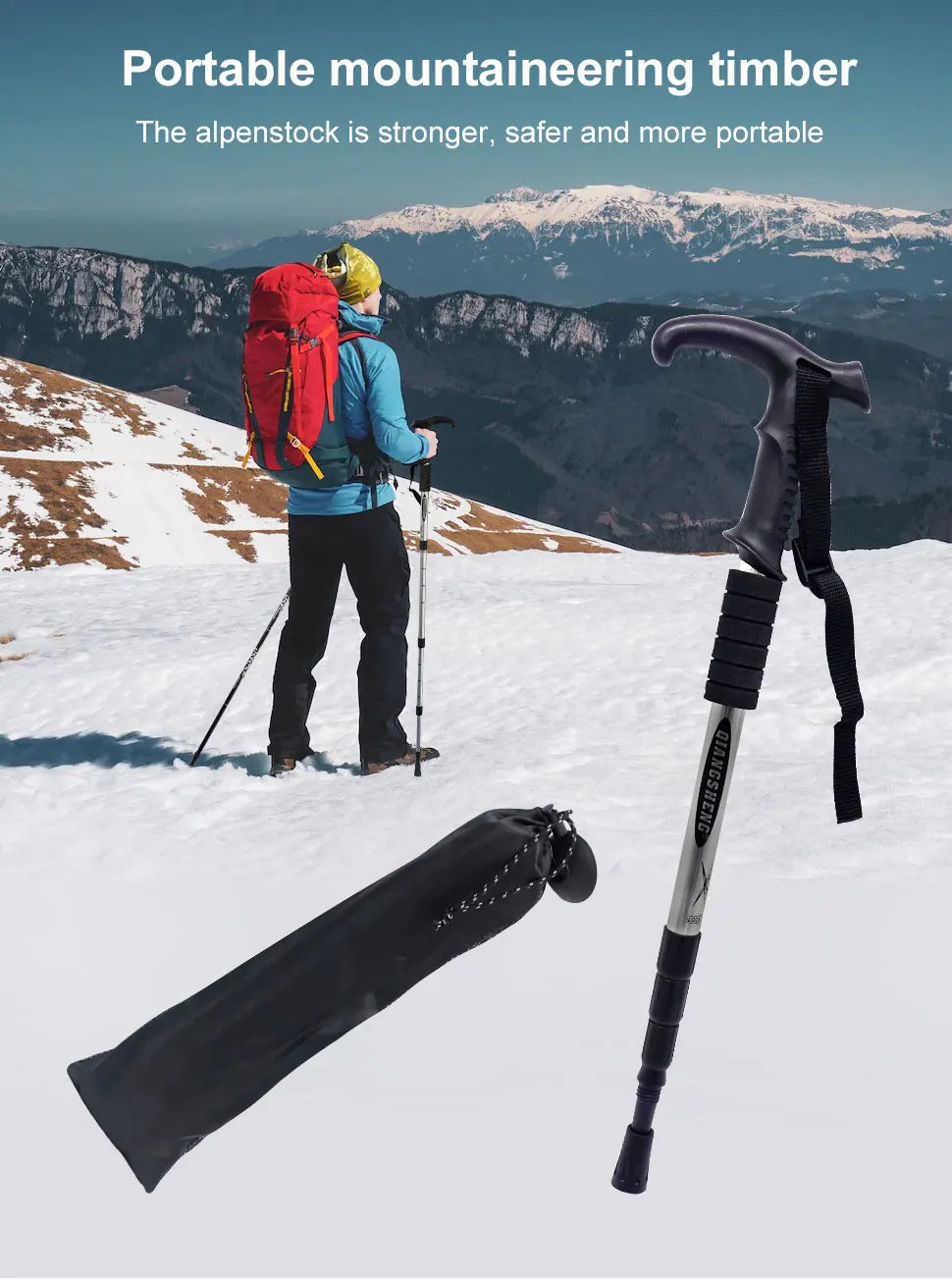 Outdoor Folding Portable Walking Hiking Telescopic Stick