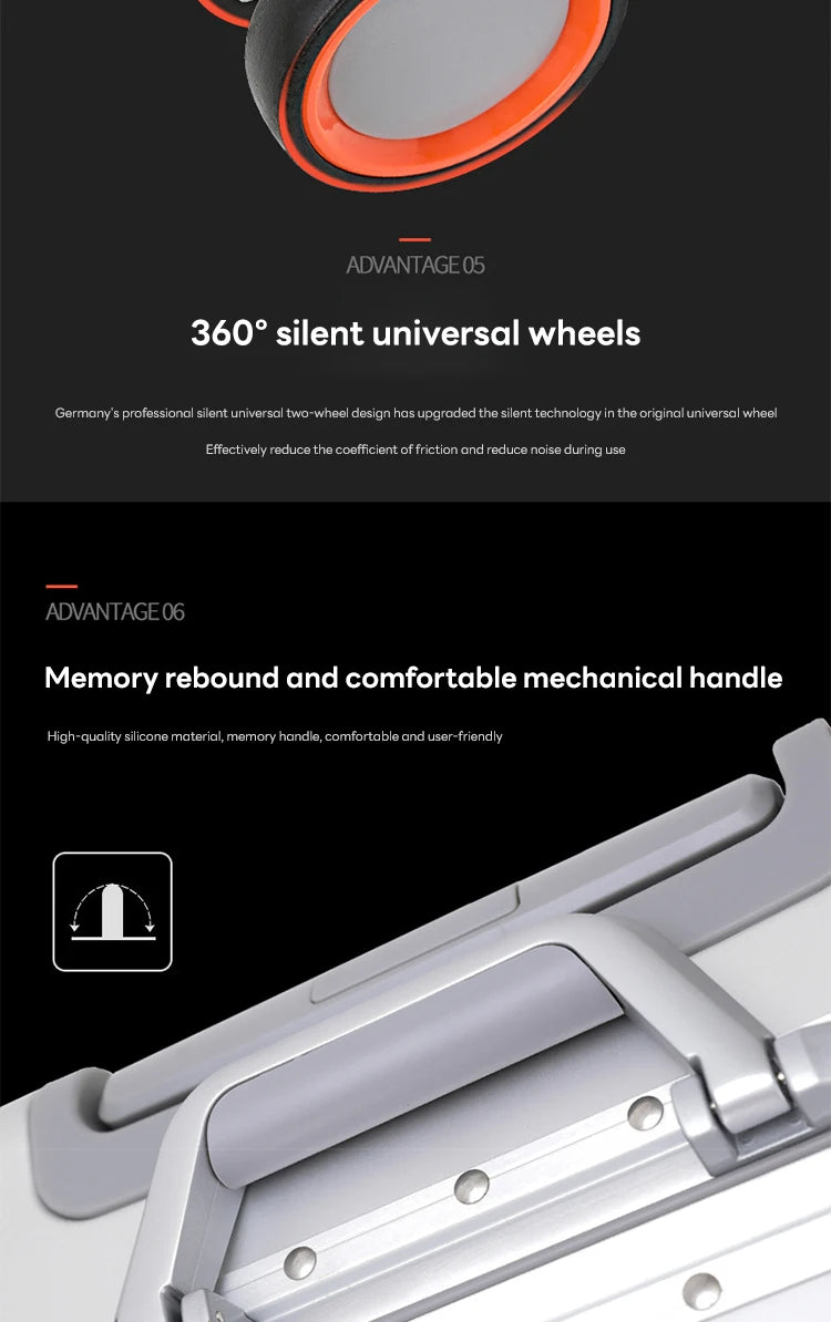 All-aluminum-magnesium alloy trolley suitcase