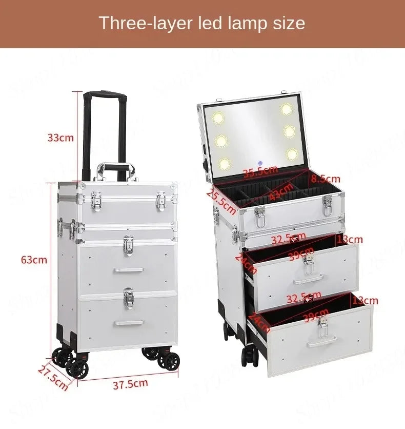 3-in-1 Makeup Rolling Luggage