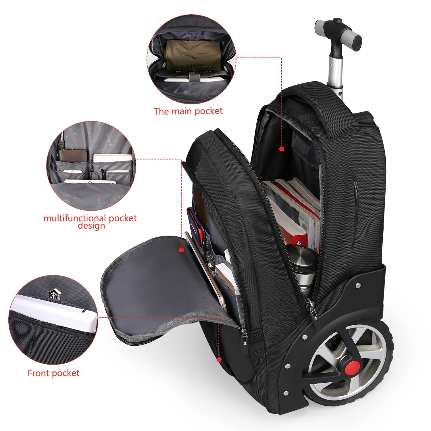 20 inch Rolling Luggage Backpack With Wheels