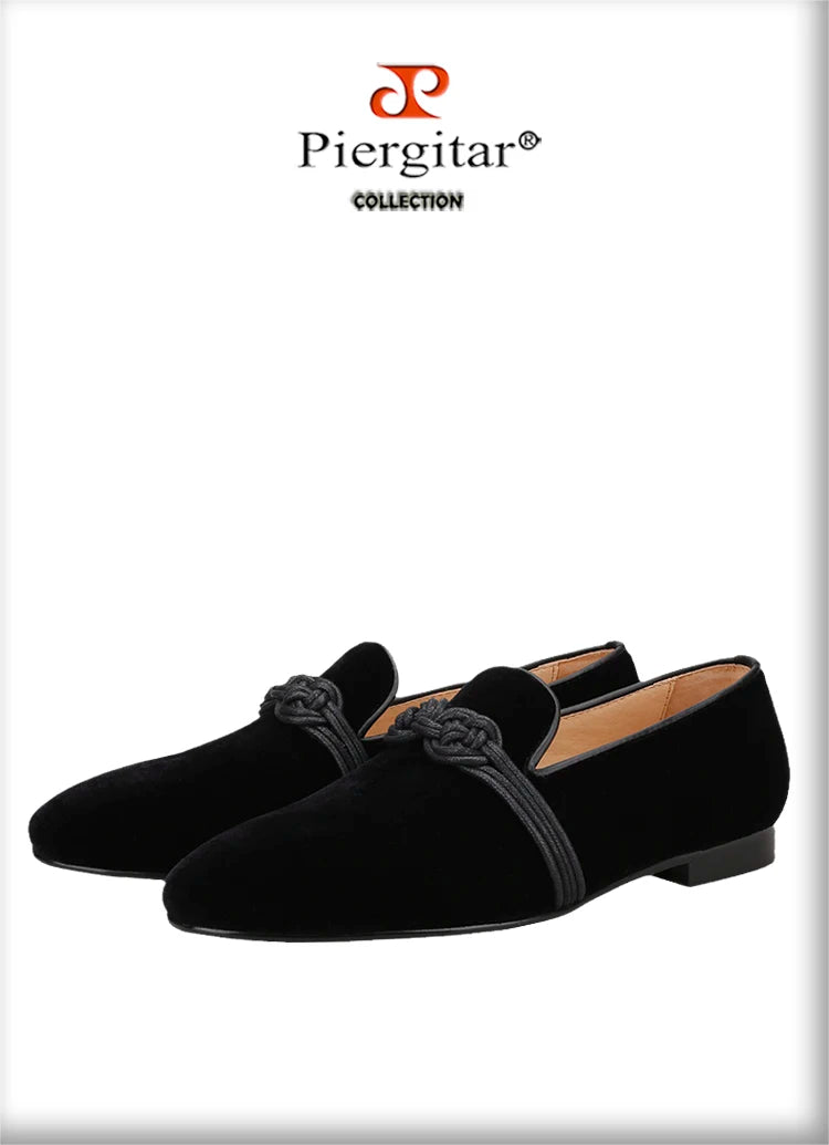 Piergitar Summer New Style Handmade Leather Rope Shape Men's Loafers Breathable Leather Insole Male Smoking Slippers Plus Size