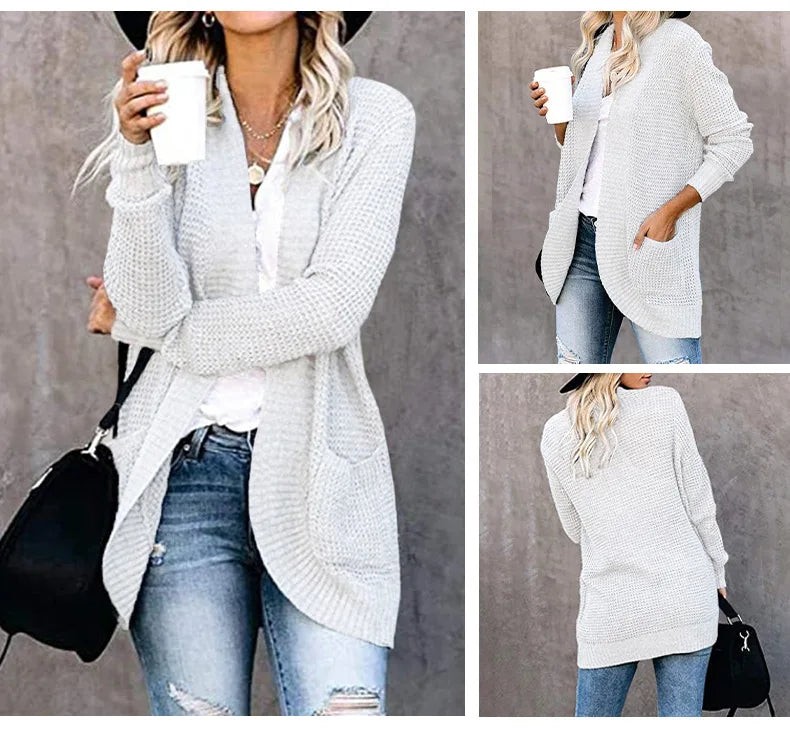 Autumn Long Cardigan Women Jumper Fashion Loose Coat Ladies Knitted Outerwear Ropa Mujer Clothes Woman Sweater Jacket Pull Femme