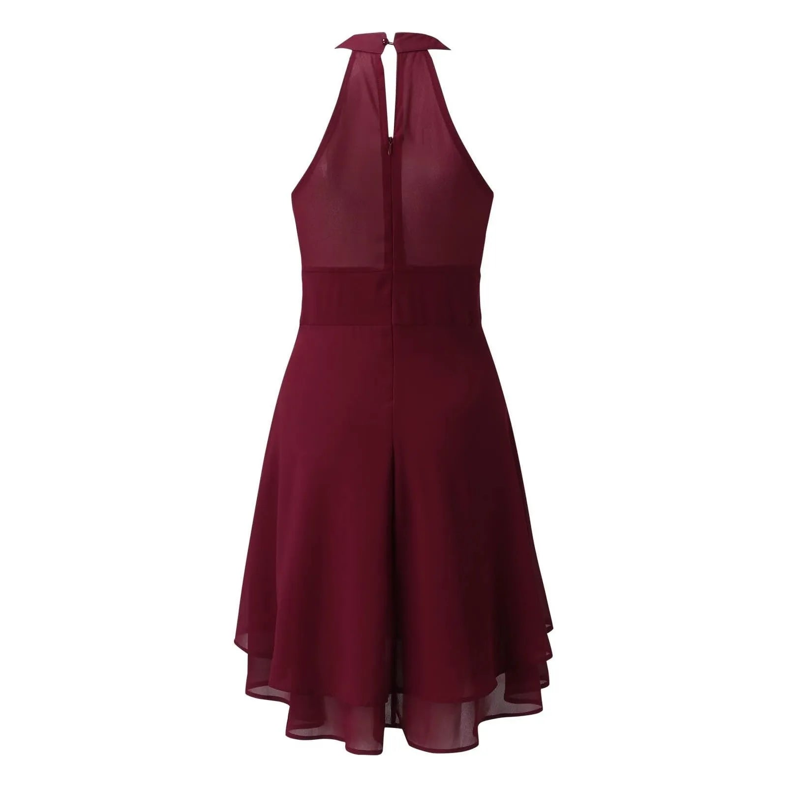 Women's Sleeveless Chiffon High-Waist Layered Halter Dress