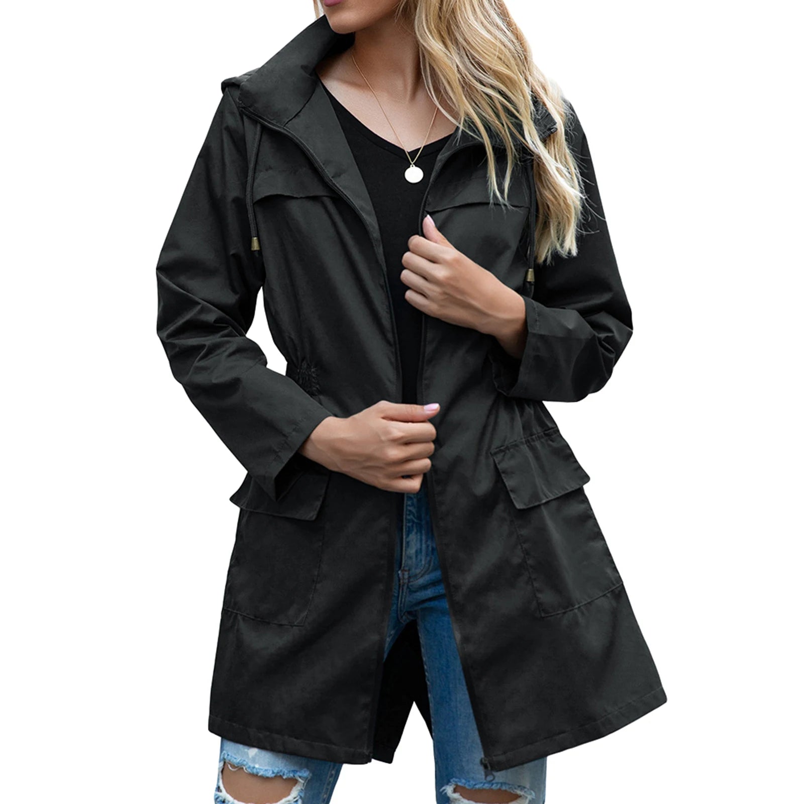 Imcute Women Lightweight Waterproof Rain Jackets Active Outdoor Hooded Windbreaker Raincoat