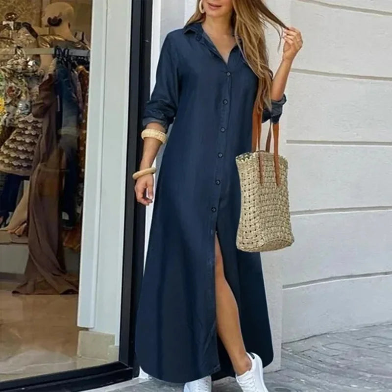 Women's Long Denim Blouse Dress