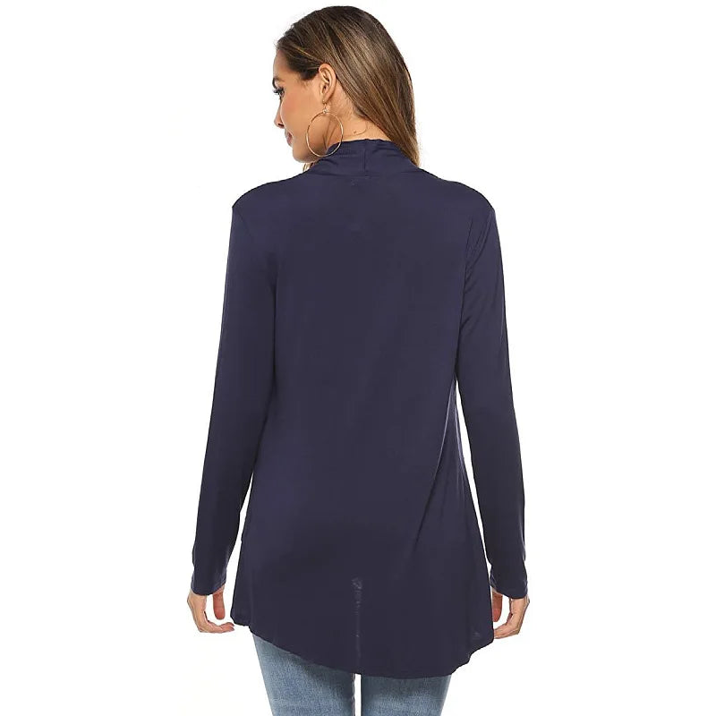 Women's Knitted Cardigan for Spring and Summer Versatile Large Size Cardigan Medium to Long Length Long Sleeve Outcoat