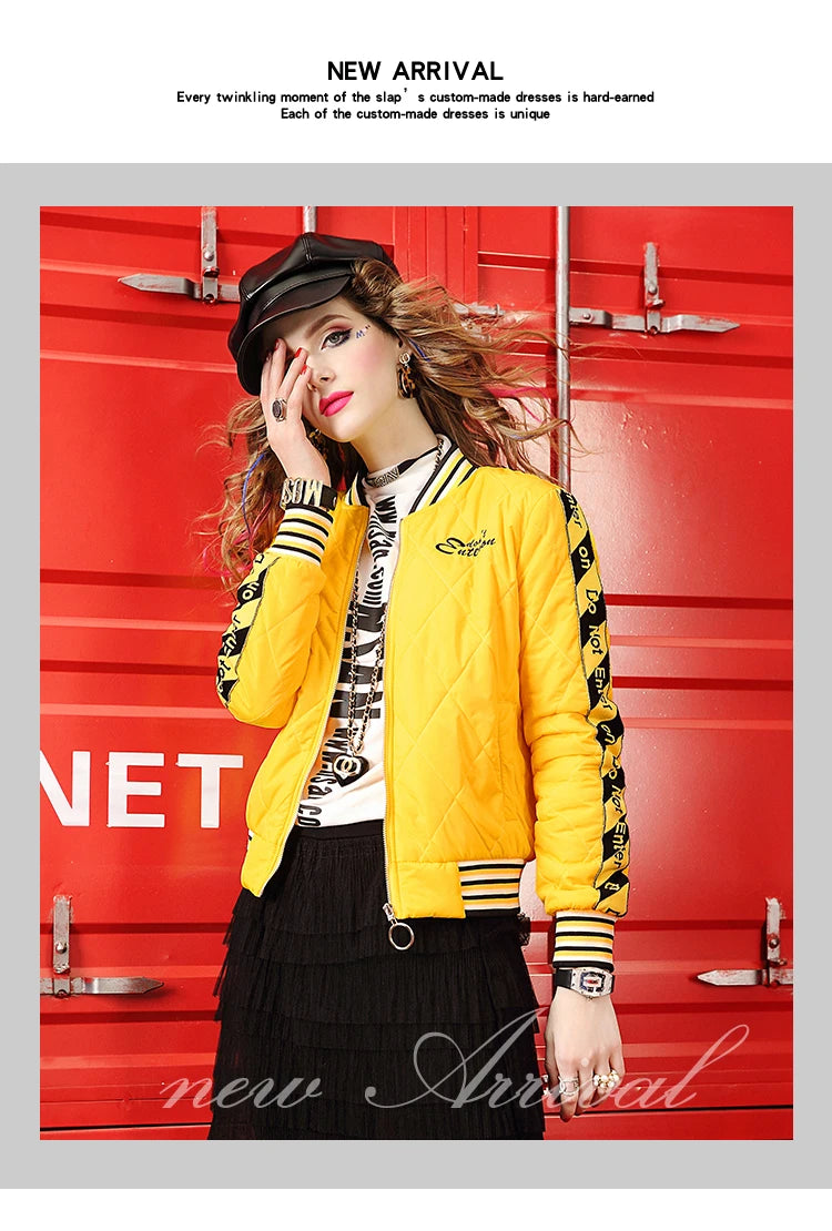 Yellow Winter coat for women short jackets for women Women's Long Sleeve coat Woman clothing Women's top
