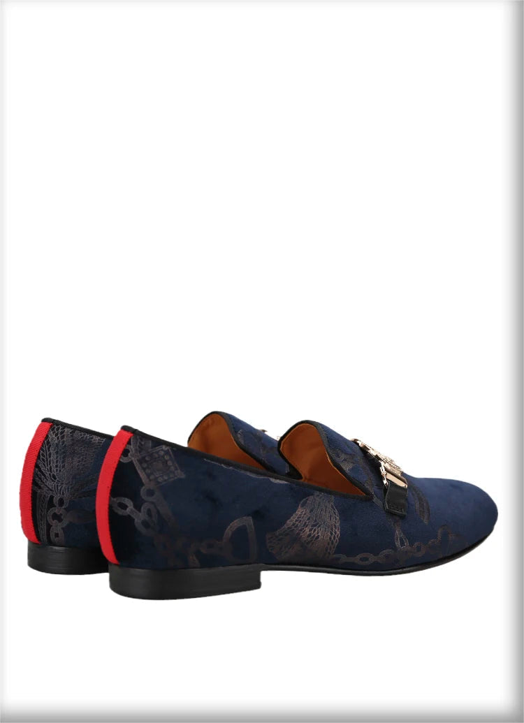 Men's Classic Loafers With Paisley Printing Made By Hand In Court Style