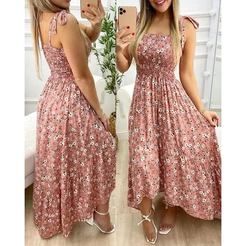2022 New Independent Station Amazon Tank Splicing Printing Irregular Strapless Dress Large Quantity In Stock
