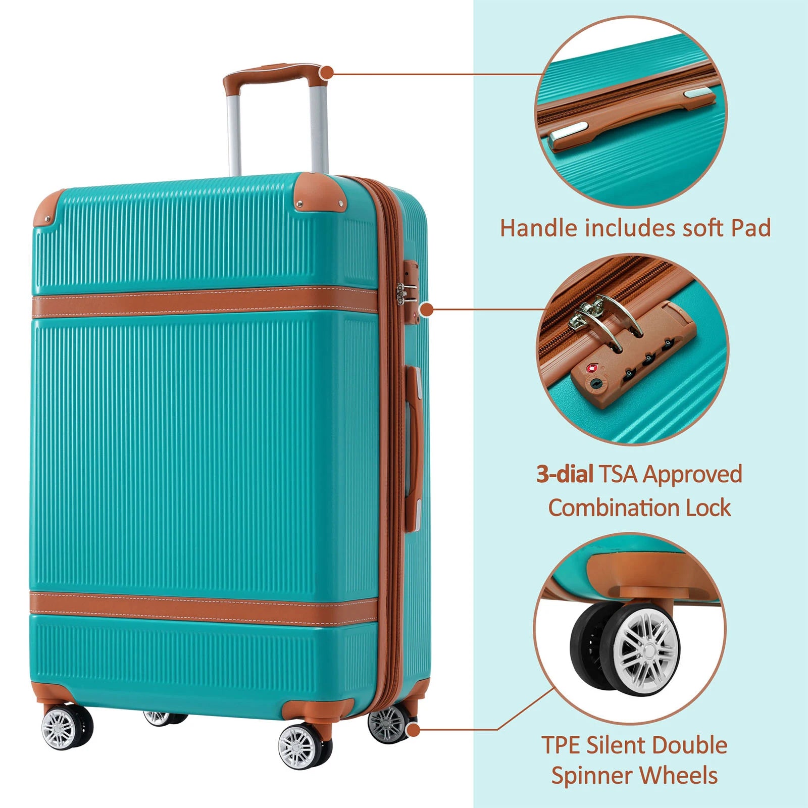 3 Pcs Luggage Travel Suitcase
