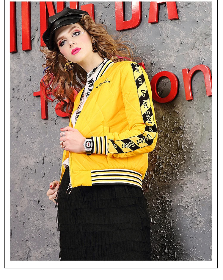 Yellow Winter coat for women short jackets for women Women's Long Sleeve coat Woman clothing Women's top