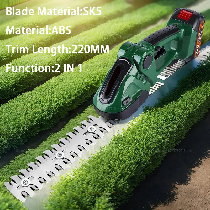 2 IN 1 Cordless Electric Hedge Trimmer
