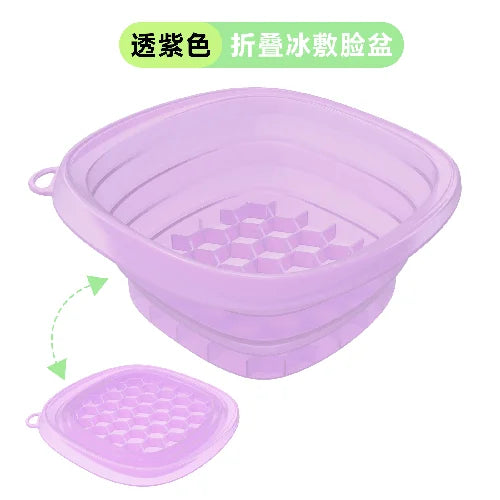 Portable Foldable Silicone Ice Basin With Built-in Ice Tray