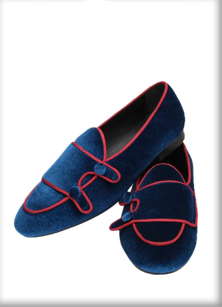 Double Monk Men Velvet Shoes Made Adult Fashion Dress Moccasins Luxury Designer Brand Men Loafers Plus-Size